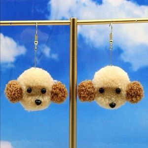 Fluffy Dog Drop Earrings